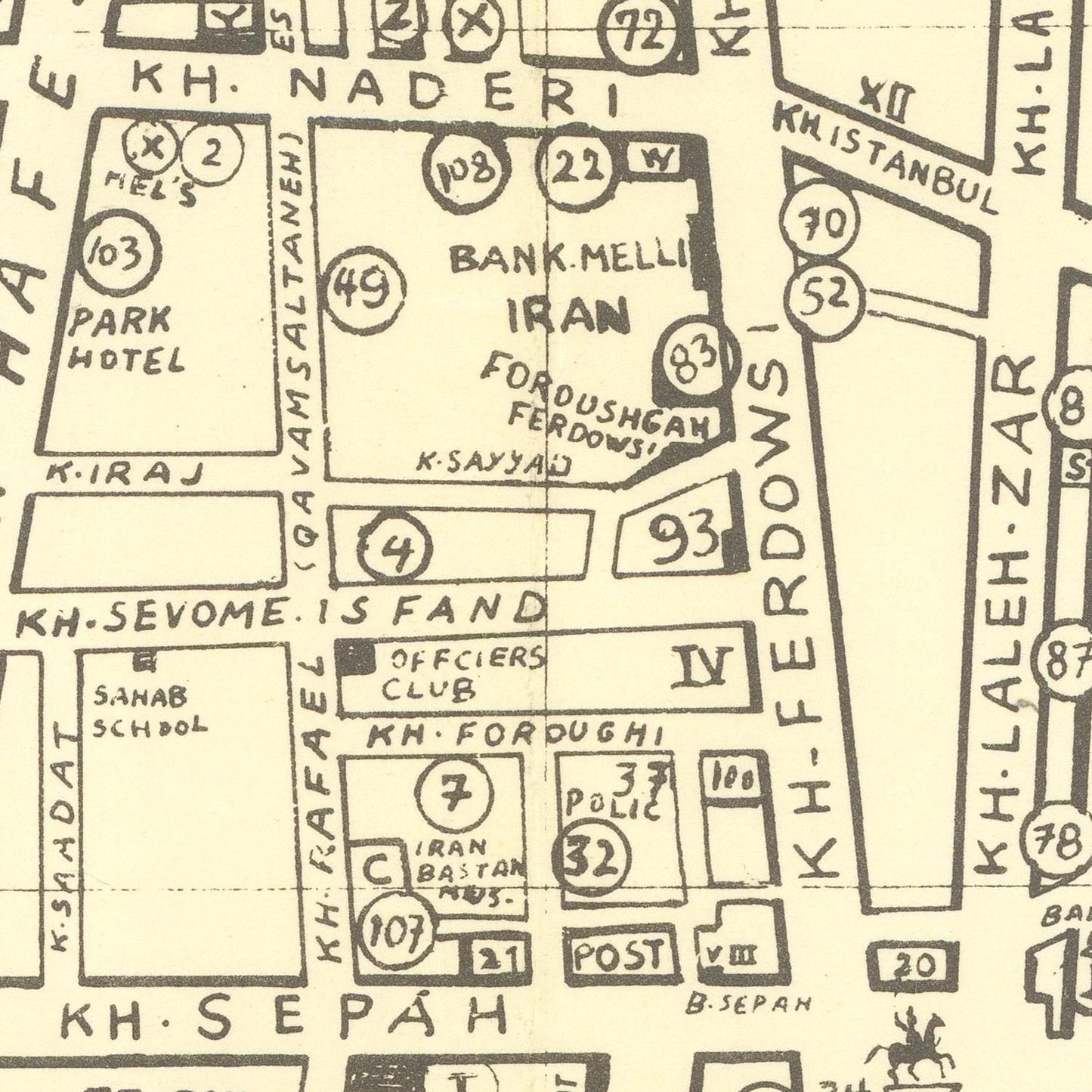 detail of the map from the centre 
