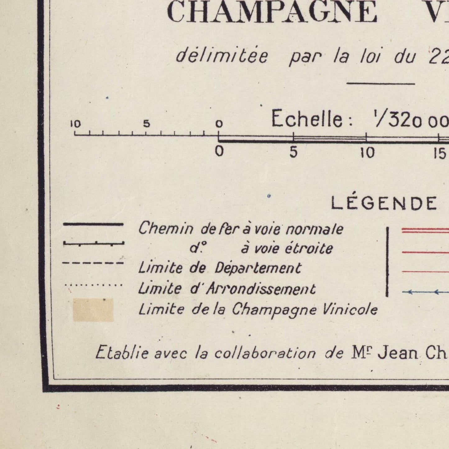 Map or diagram with text and scale, likely related to a geographical or administrative division, possibly of Champagne Vinicole.