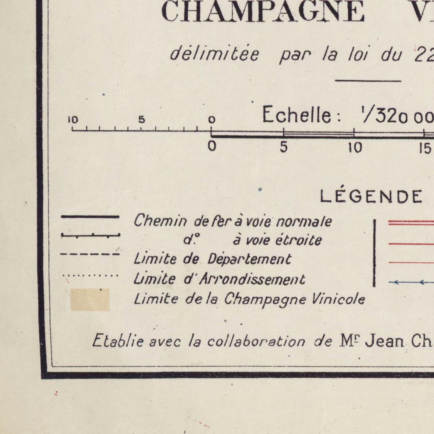 Map or diagram with text and scale, likely related to a geographical or administrative division, possibly of Champagne Vinicole.