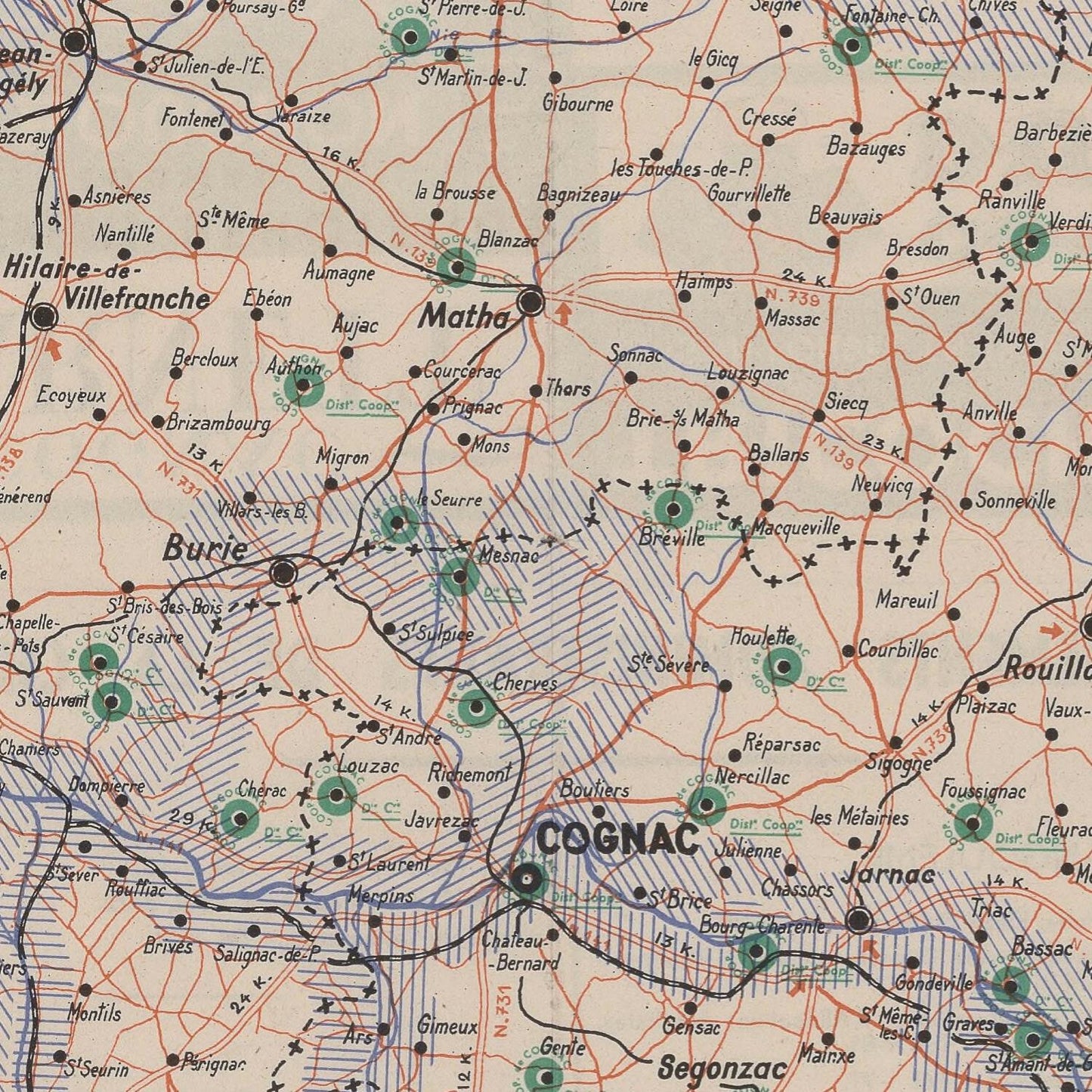 detail of the map from the centre 
