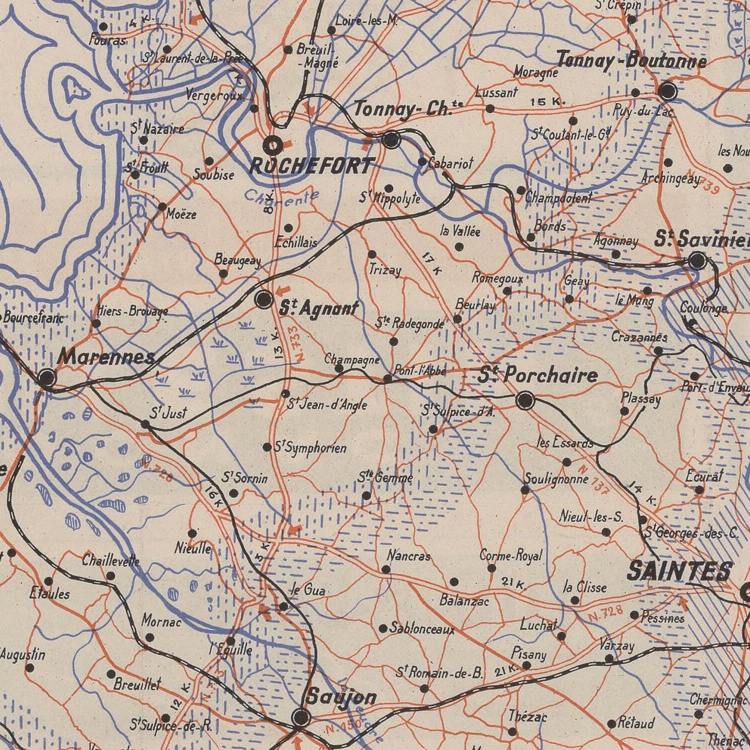 detail of the map from the centre left
