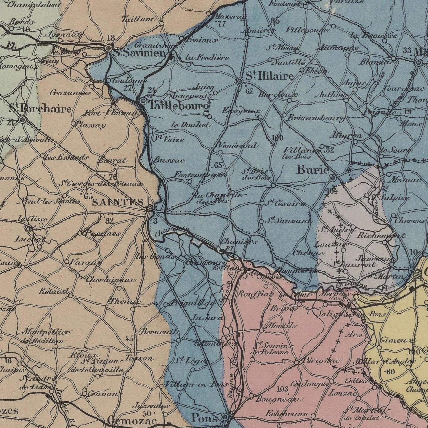 detail of the map from the centre 
