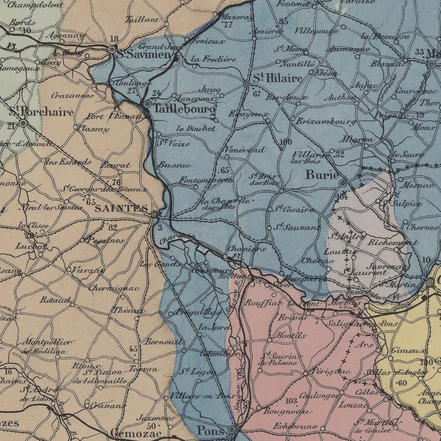 detail of the map from the centre 
