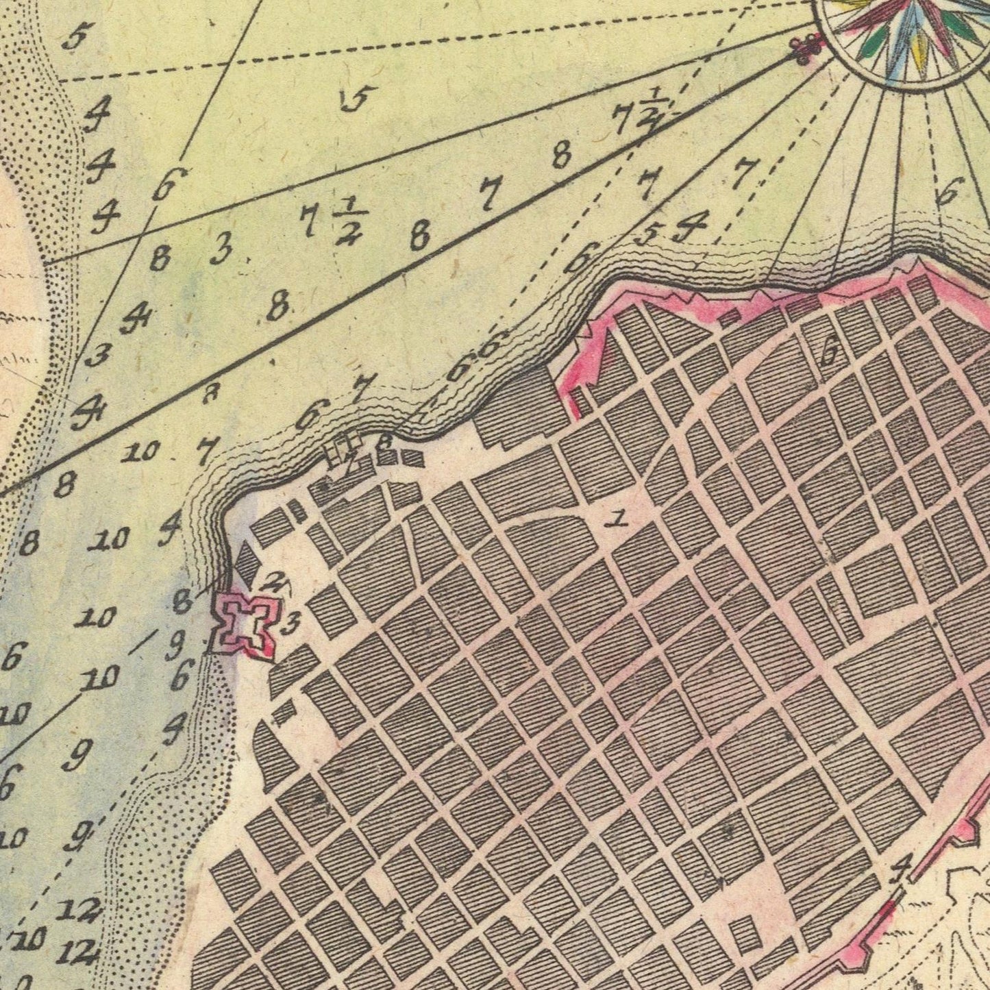 Vintage map with grid layout and numbered coordinates