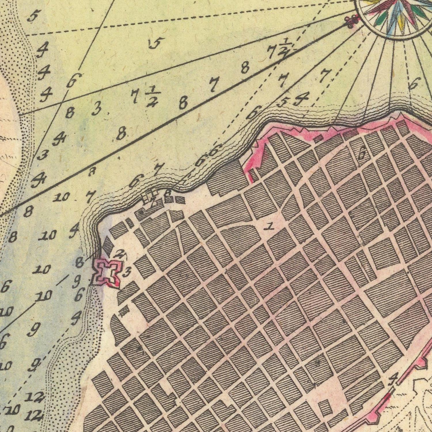 Vintage map with grid layout and numbered coordinates