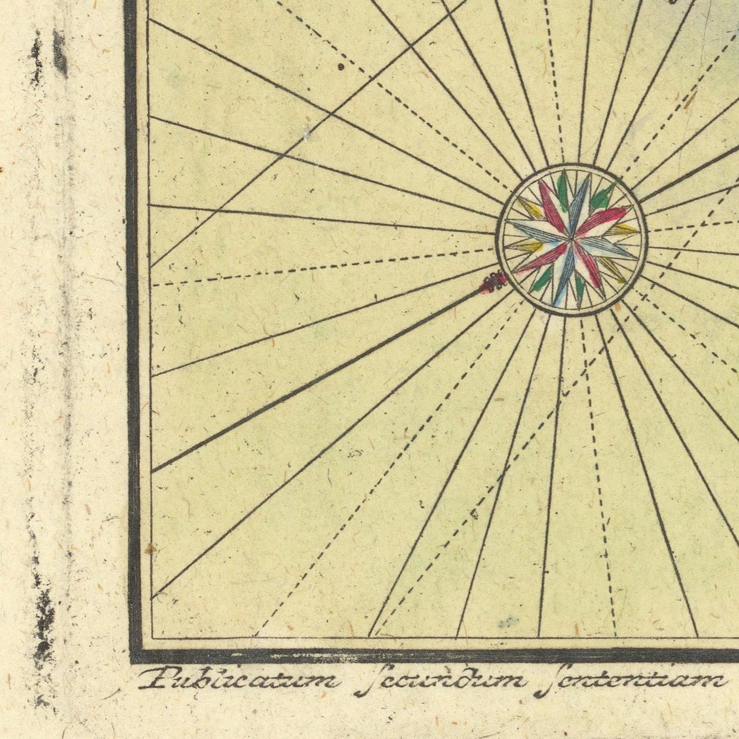 Decorative compass rose with colored points on a textured background