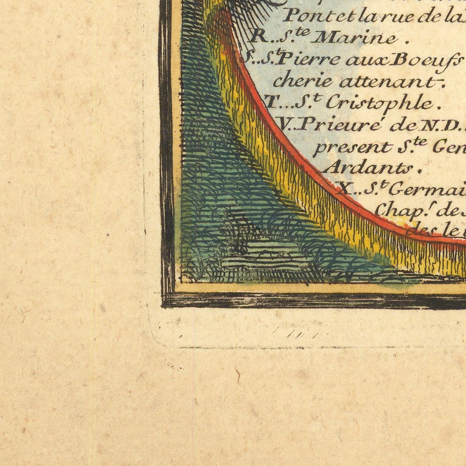 Vintage map detail with text and color on a beige background
