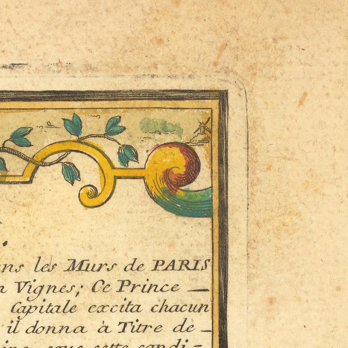 Decorative corner of a vintage text page with floral elements