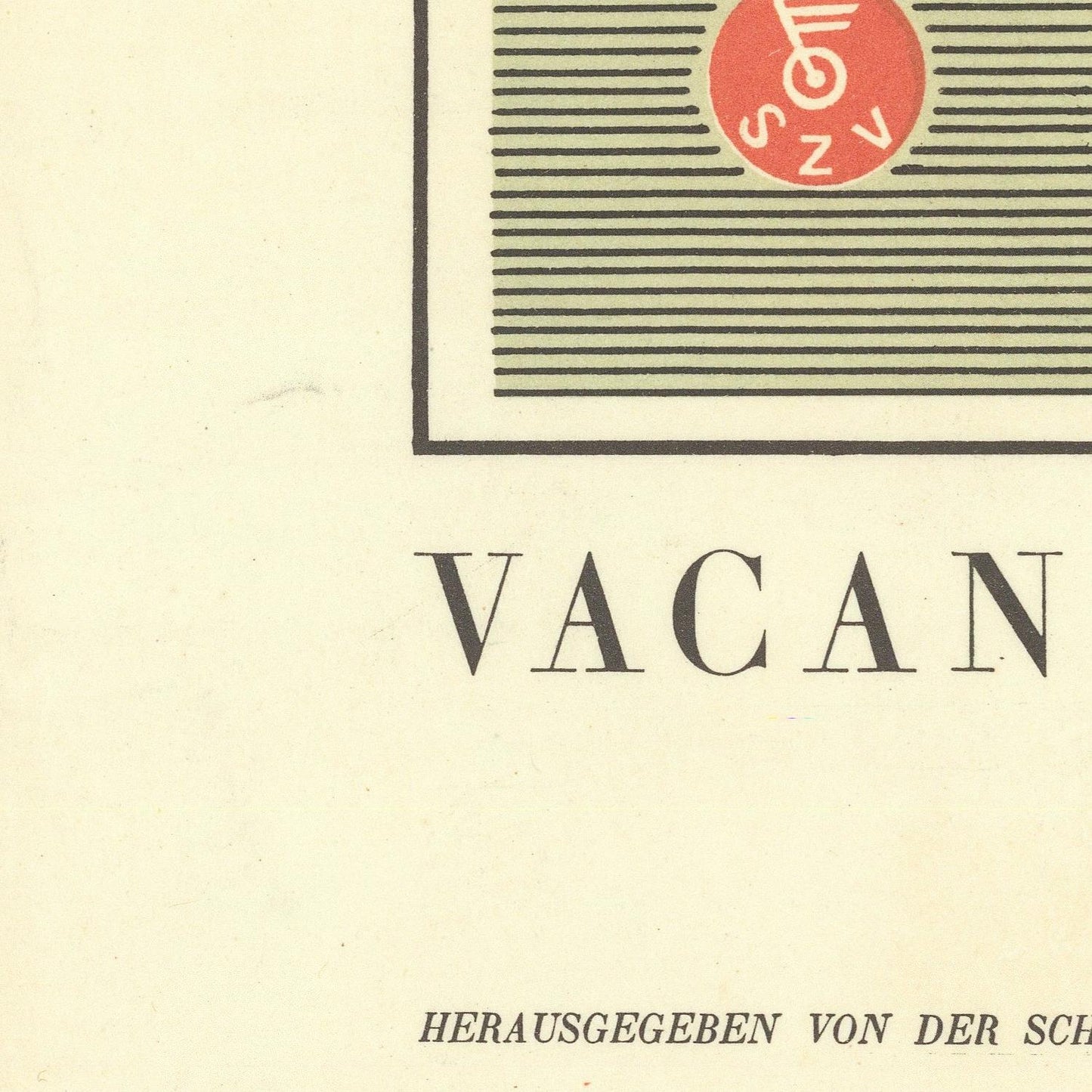 Vintage document with 'VACAN' text and a logo on a beige background