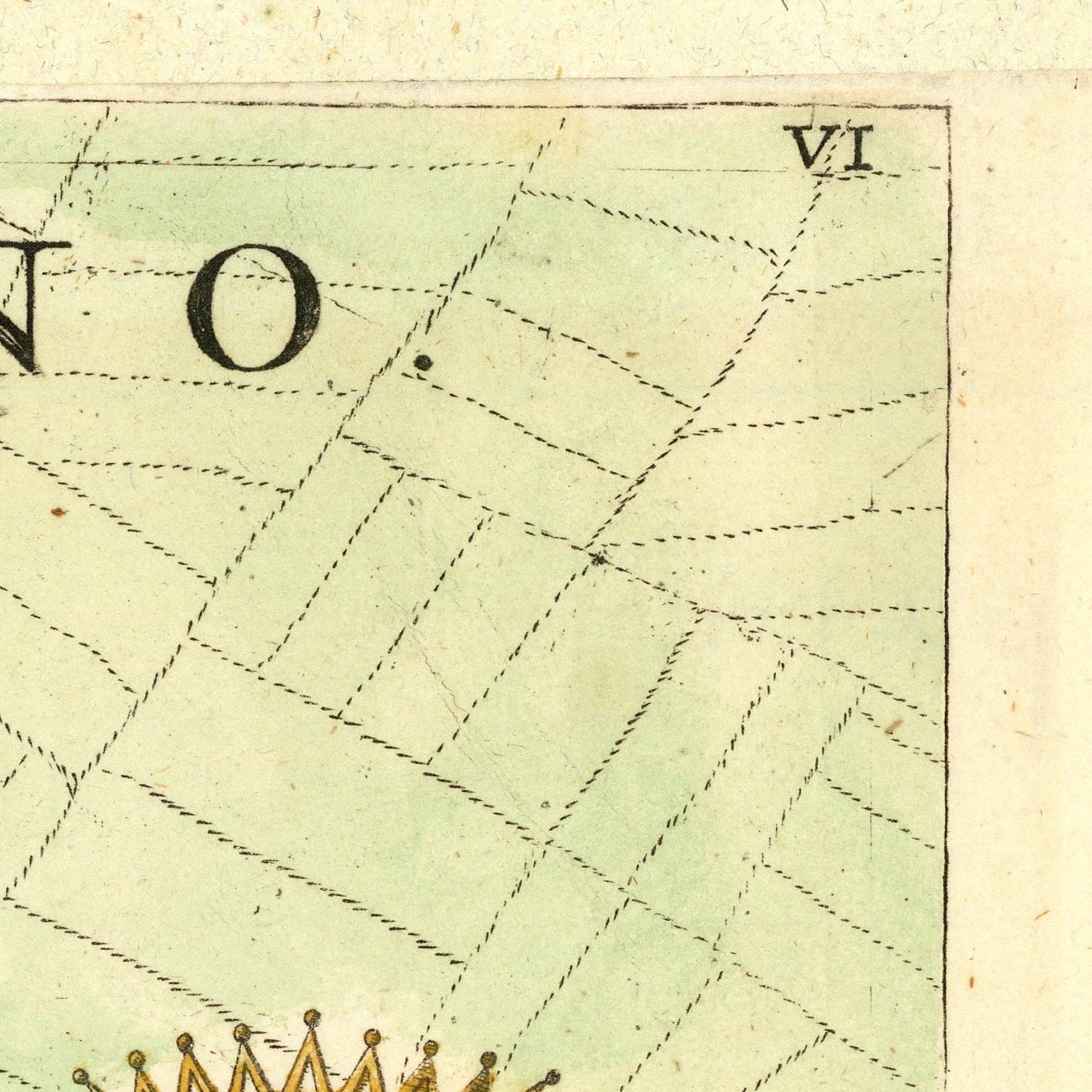 Vintage map detail with grid lines and text on a green background
