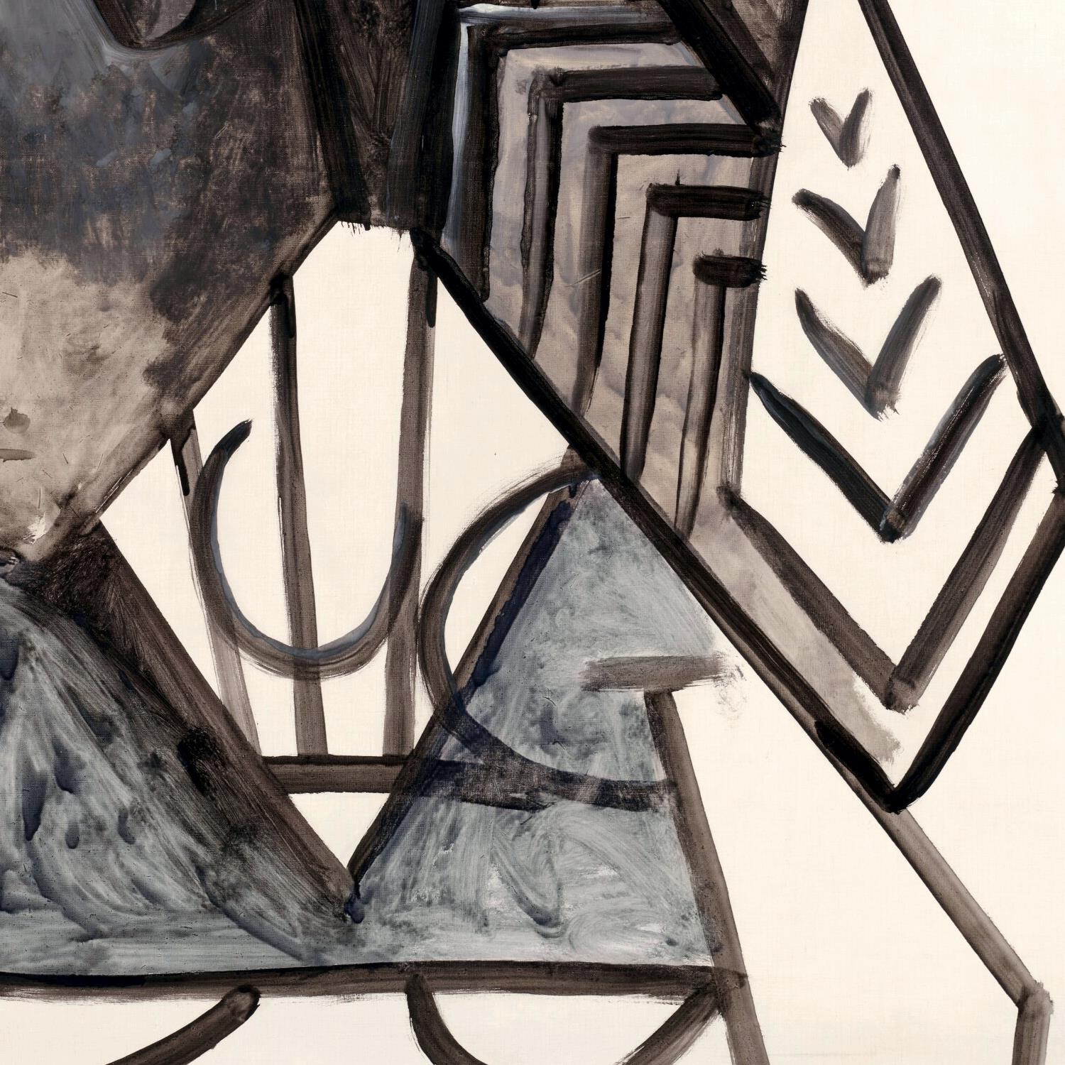 Abstract art with geometric shapes and patterns on a beige background