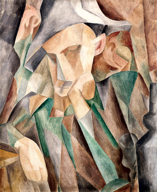 Abstract artwork with geometric shapes and earthy tones