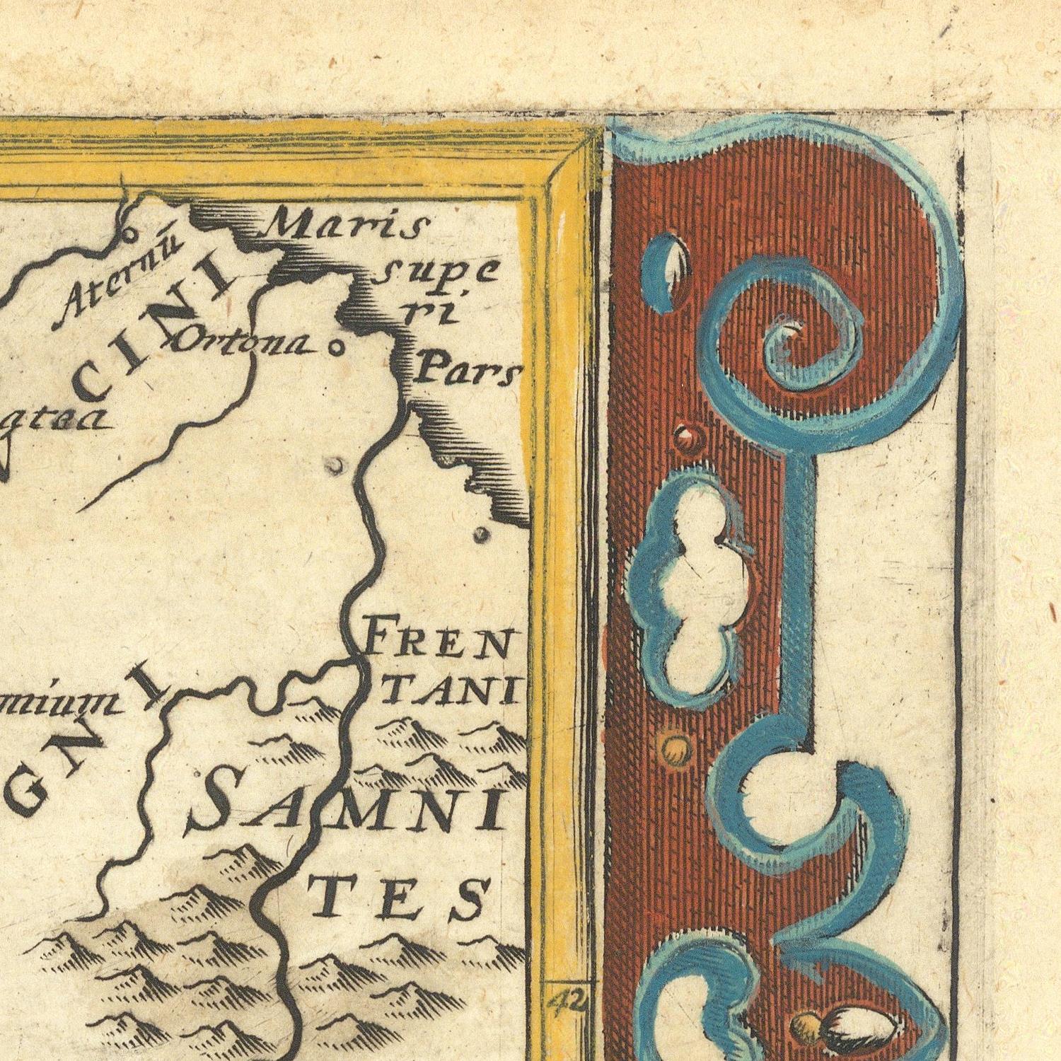 Vintage map detail with decorative elements and text