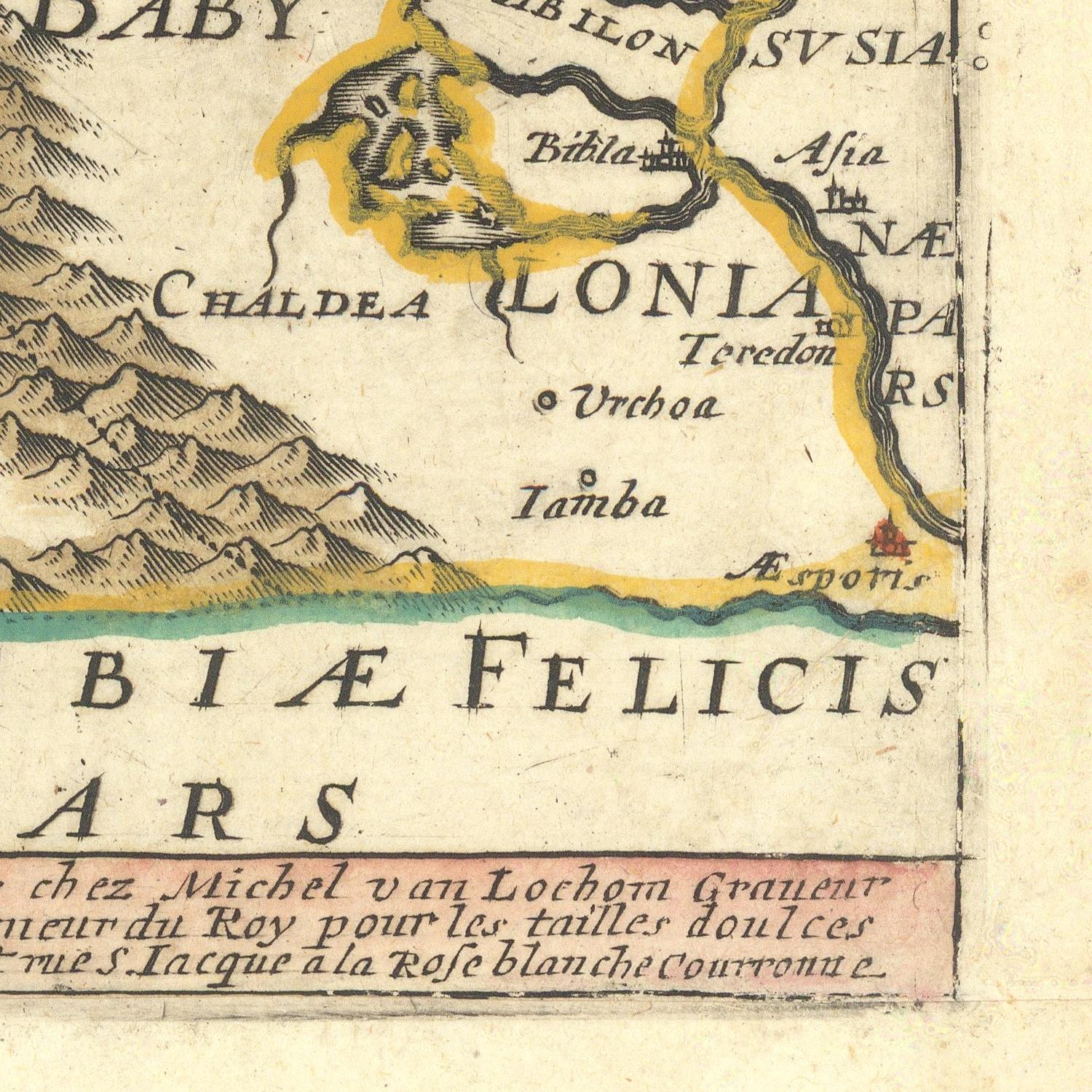 Vintage map of ancient regions with stylized depiction of a face and text