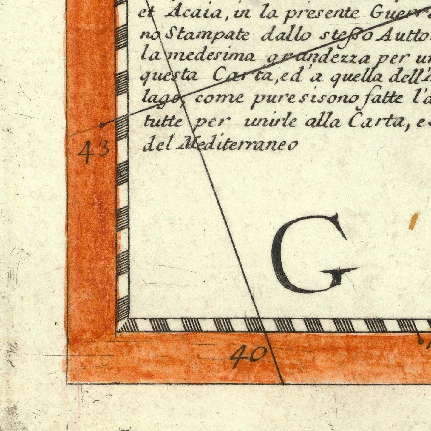 Corner of a historical document with text and measurements