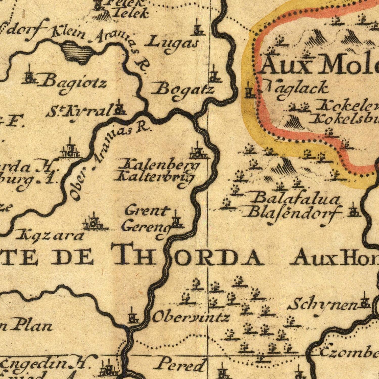 Vintage map with text and geographical features
