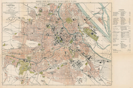 Vintage map of Vienna with detailed layout and labels