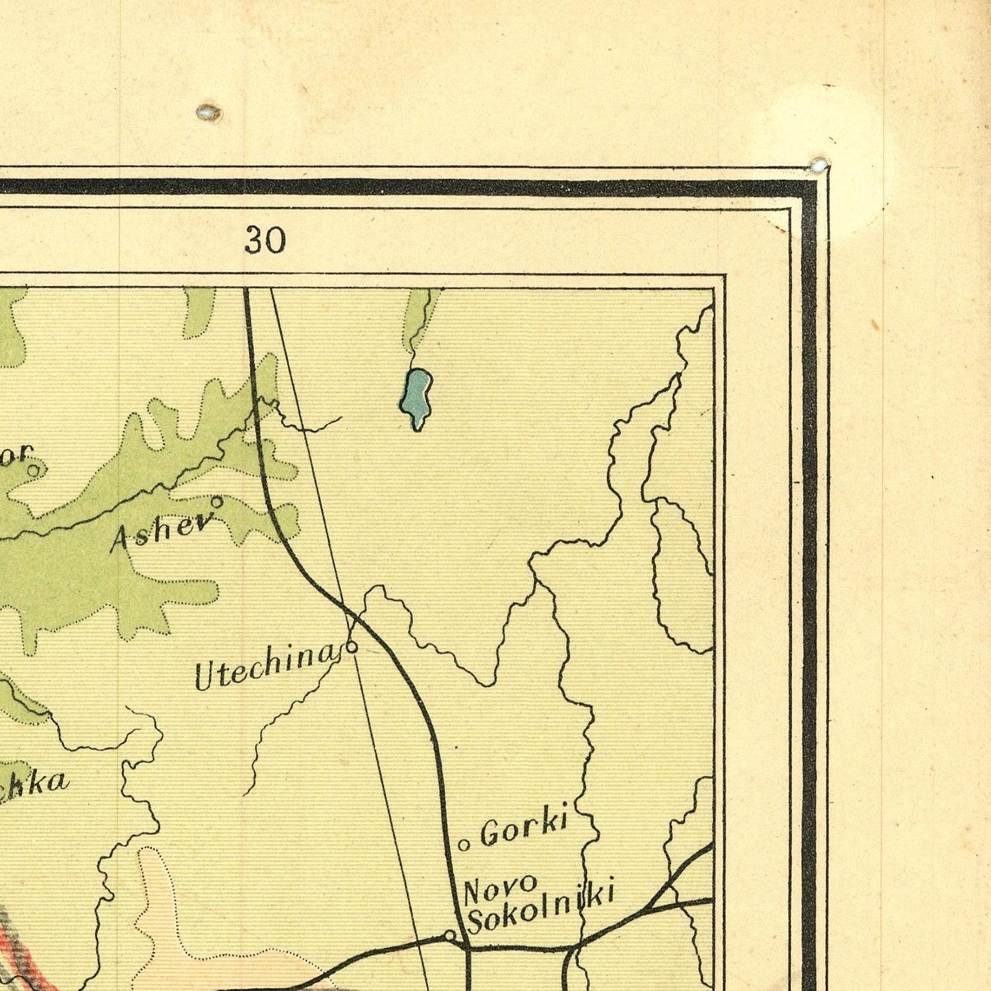 Vintage map with labeled places on a beige background