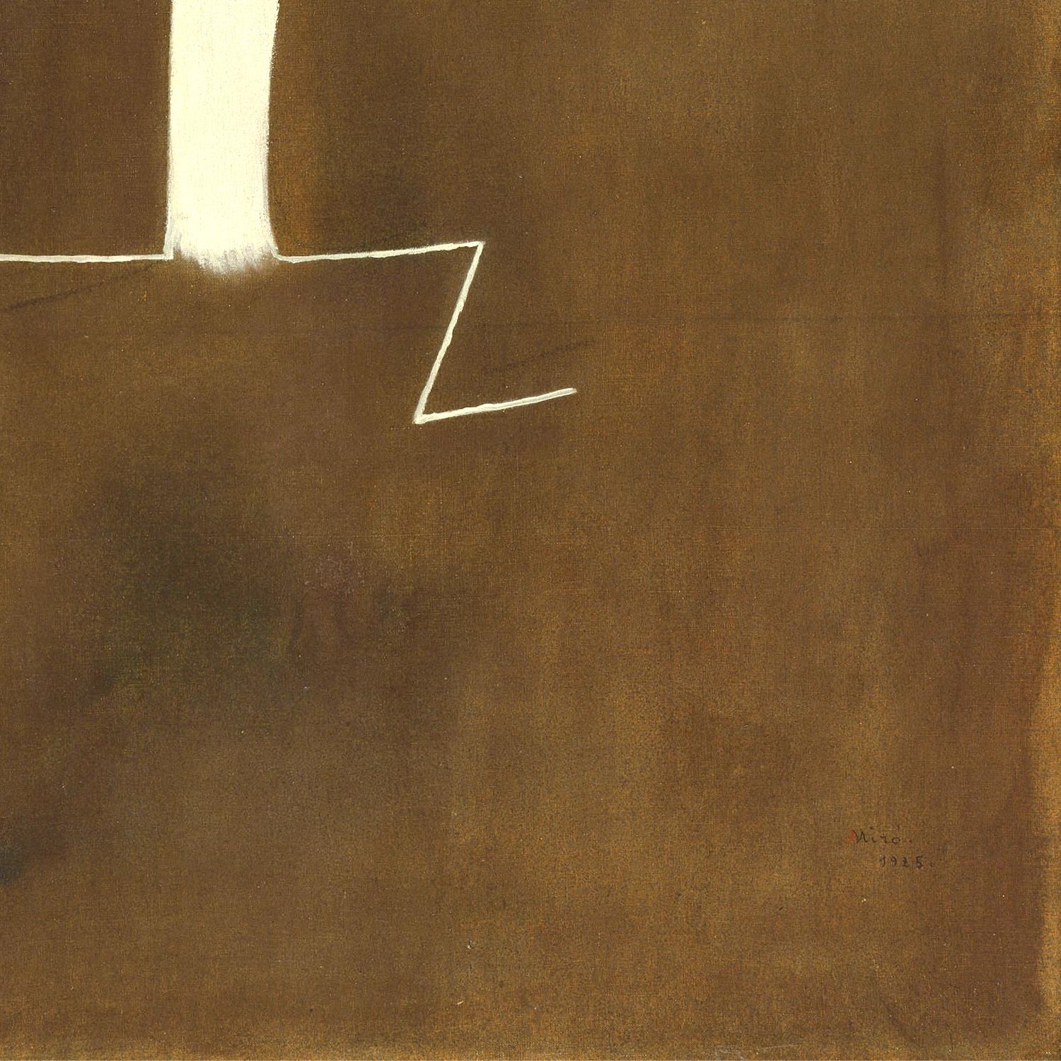 Abstract art with brown and white shapes on a brown background