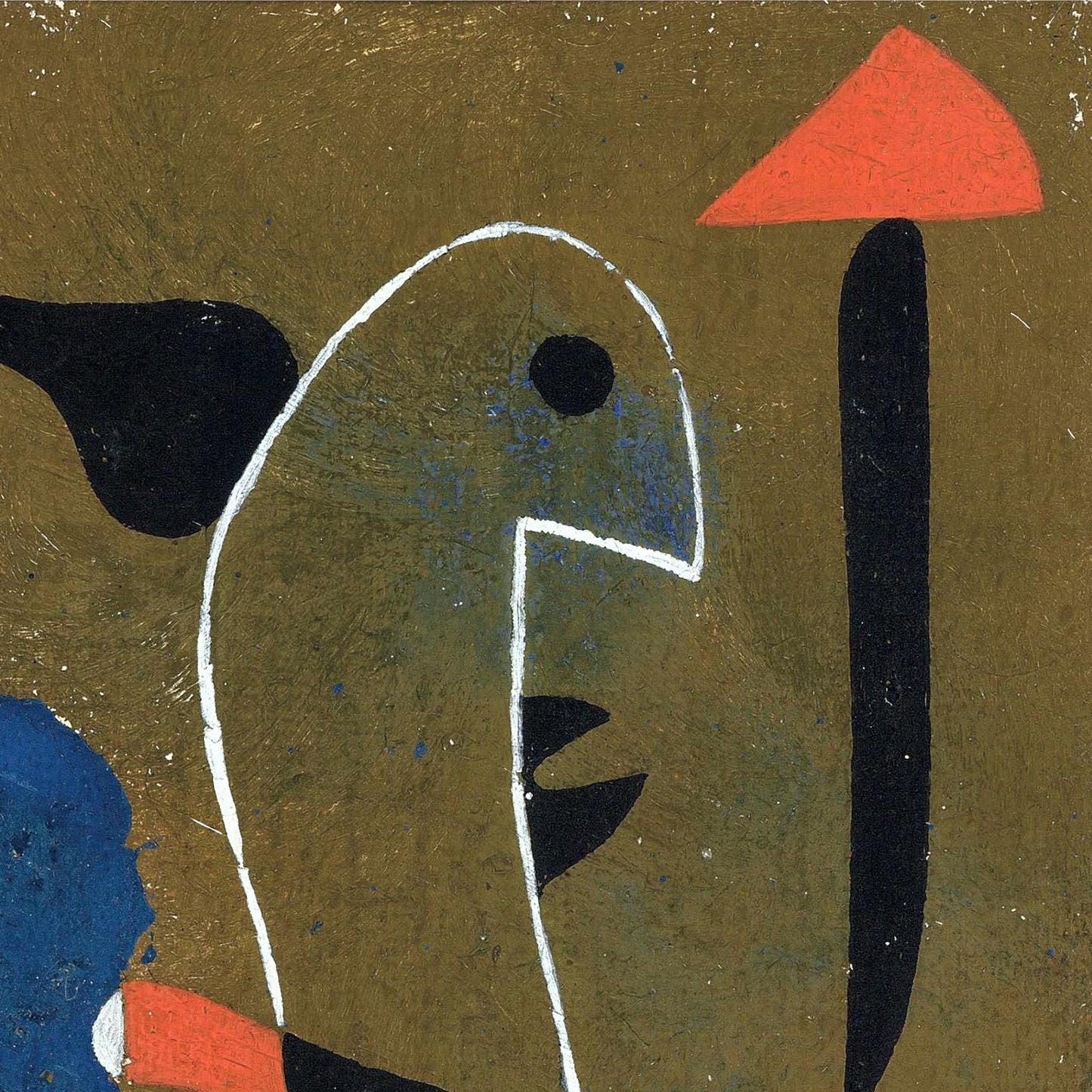 Abstract artwork with geometric shapes on a textured brown background