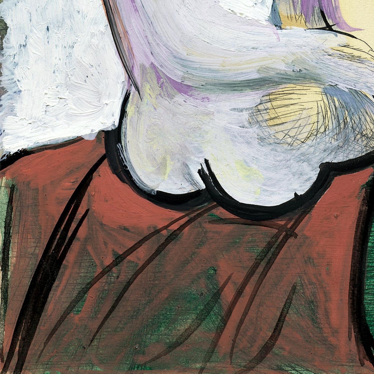 Abstract painting with colorful brush strokes on a white background