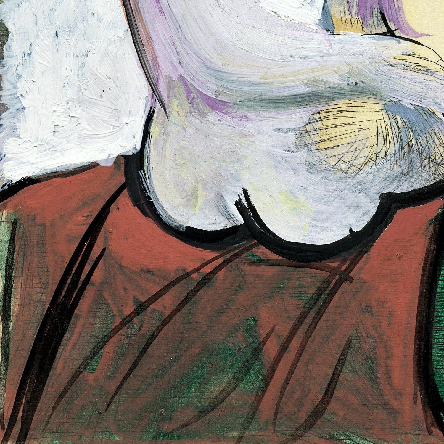 Abstract painting with colorful brush strokes on a white background