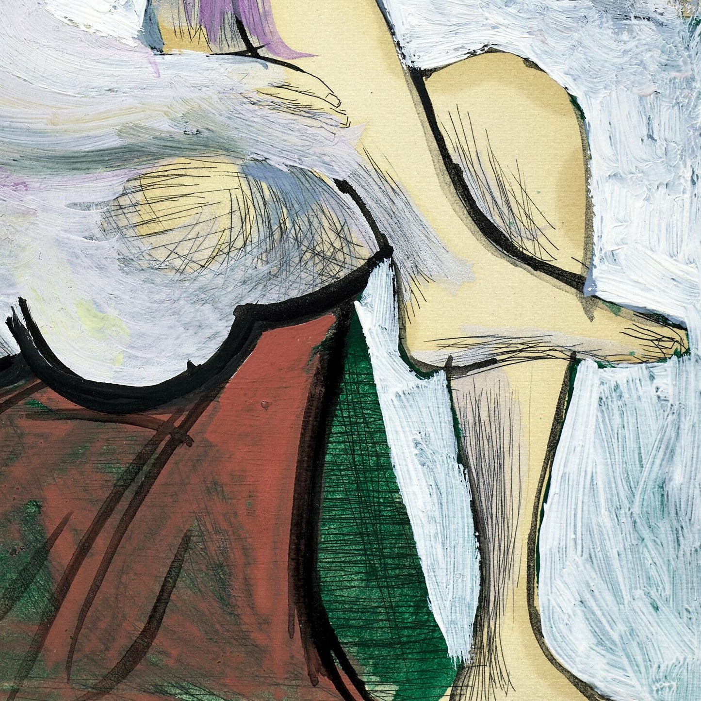 Abstract painting with bold colors and shapes