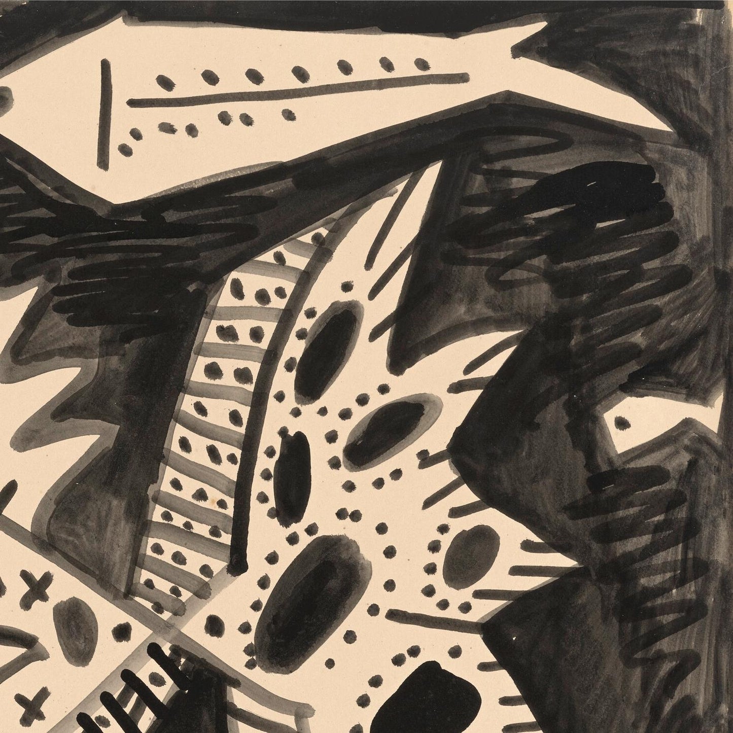 Black and white abstract pattern with fish shapes