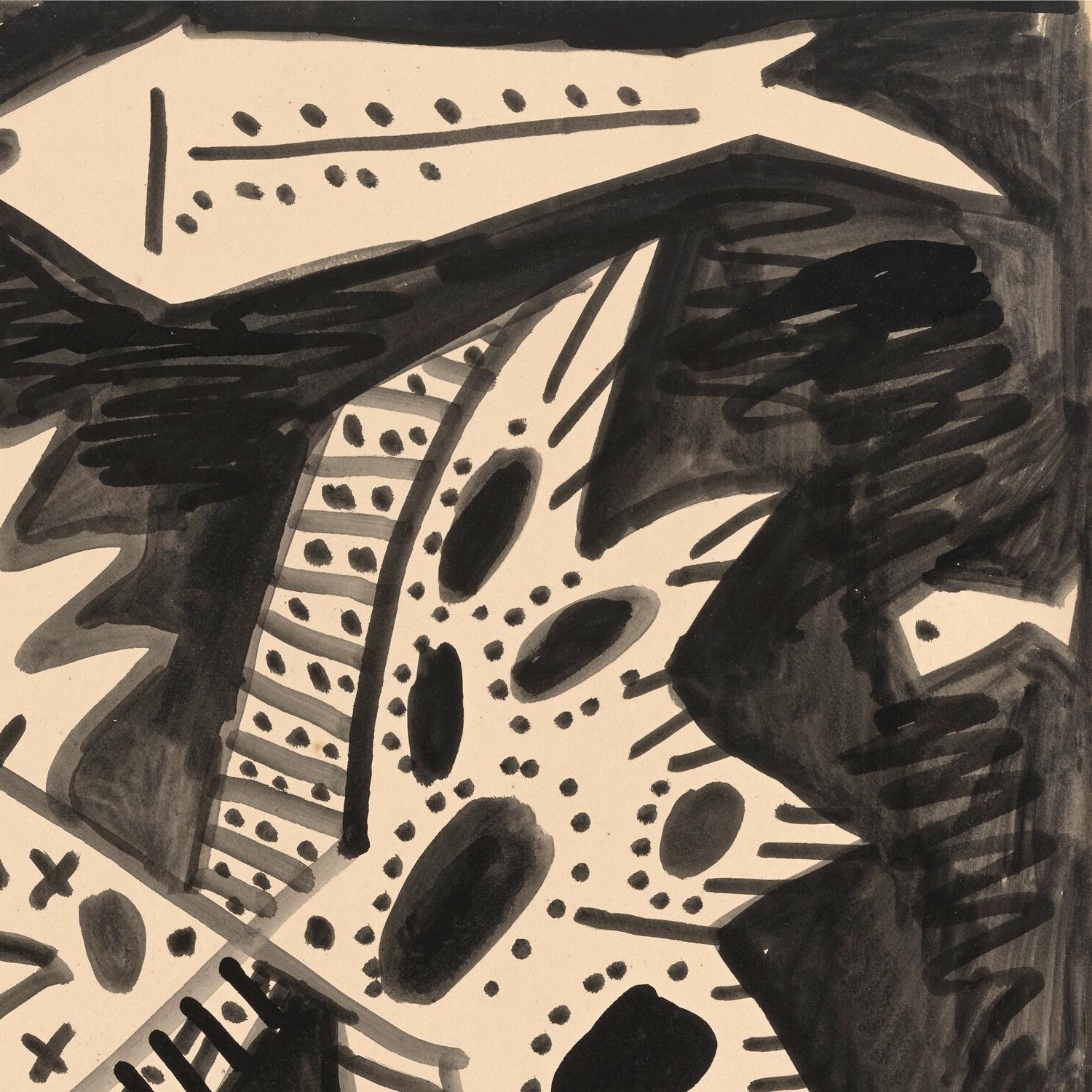 Black and white abstract pattern with fish shapes