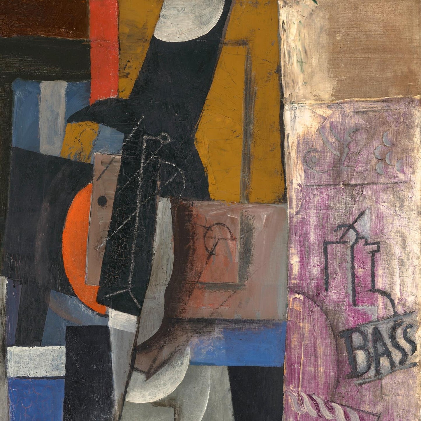 Abstract artwork with geometric shapes and a prominent 'BASS' text.