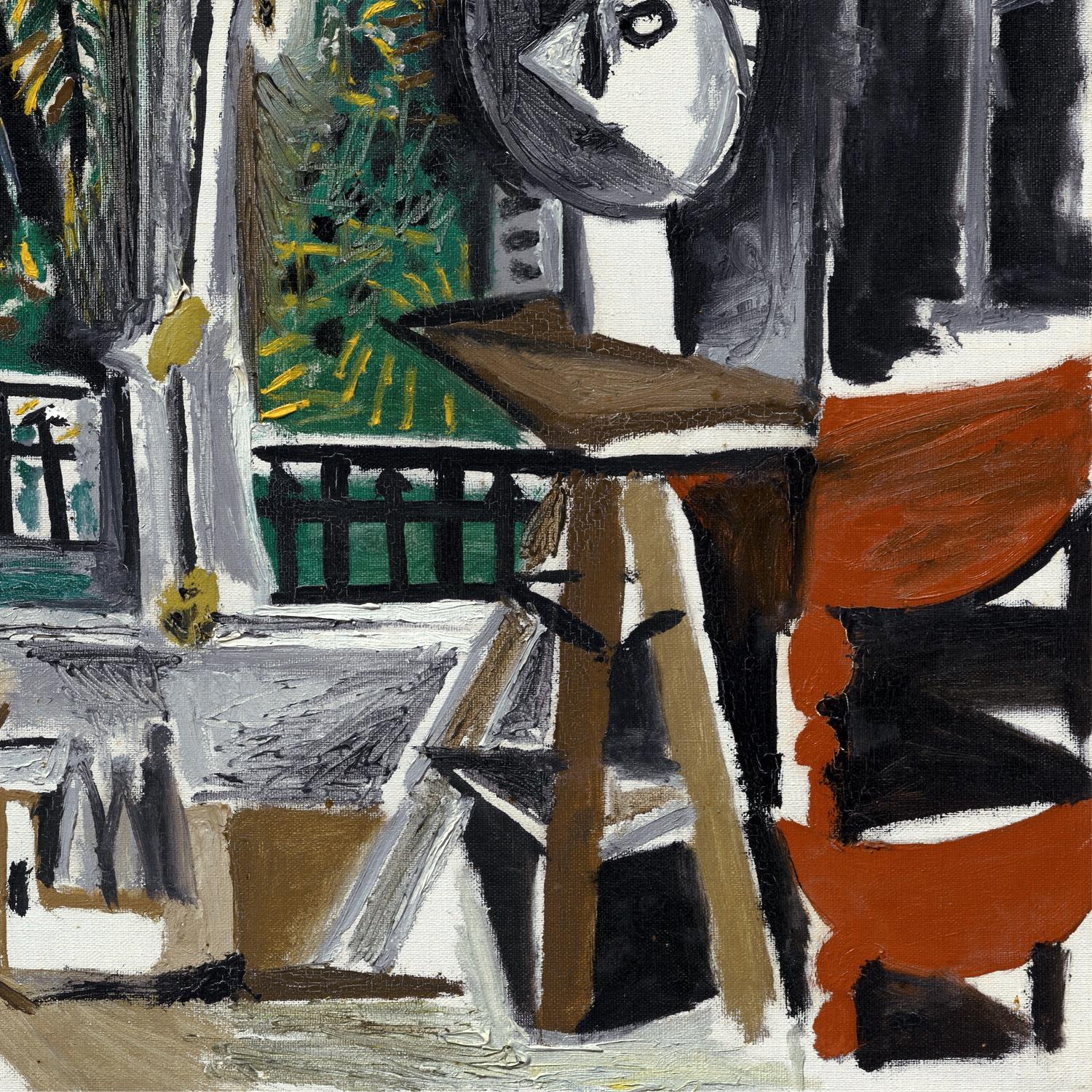 Abstract painting of a room with furniture and decor