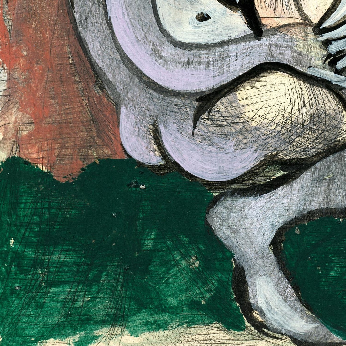 Abstract artwork with a close-up of a face and colorful background