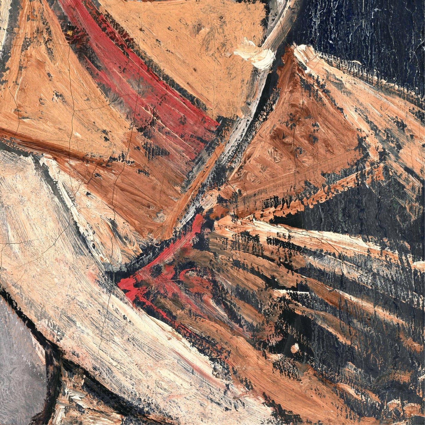 Abstract art with red, brown, and black colors