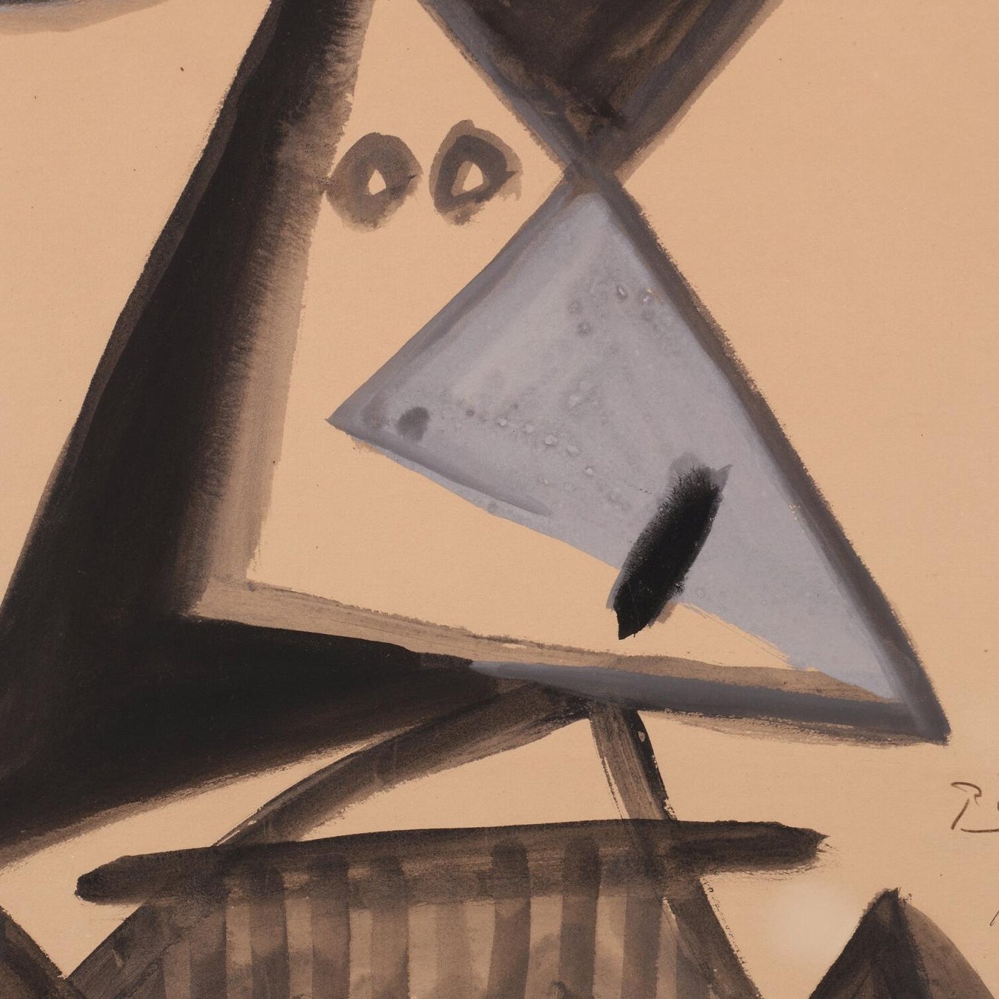 Abstract art with geometric shapes on a beige background