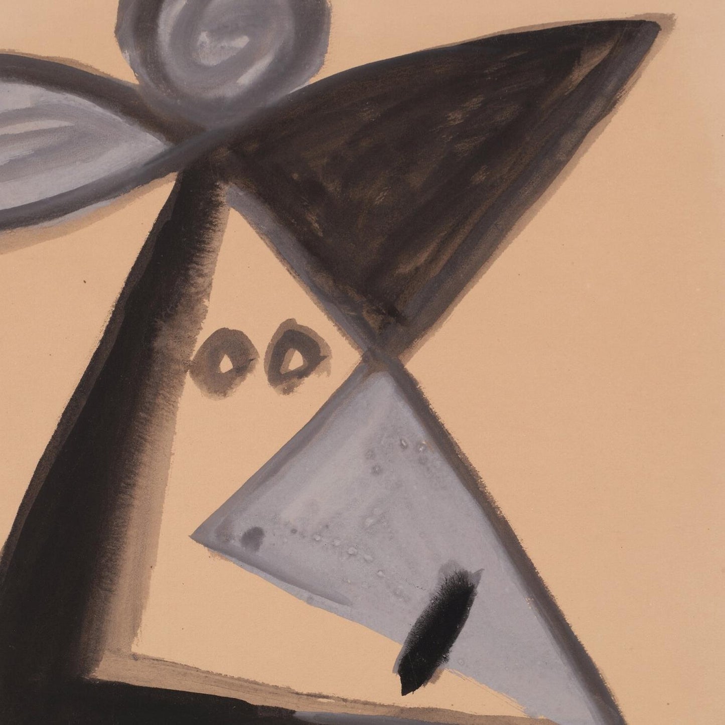 Abstract art with geometric shapes on a beige background