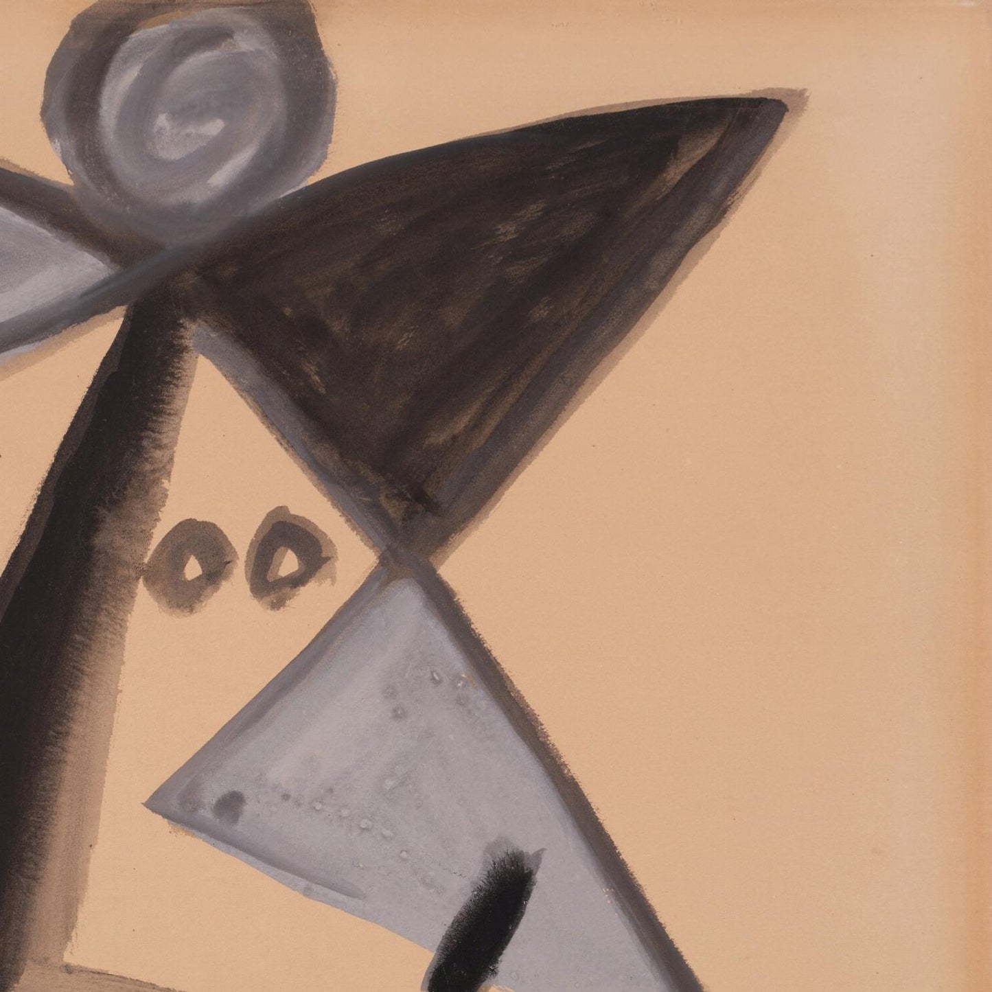 Abstract art with geometric shapes on a beige background