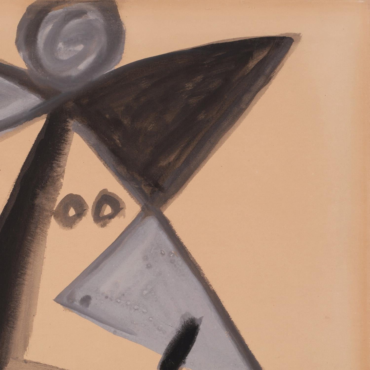 Abstract art with geometric shapes on a beige background