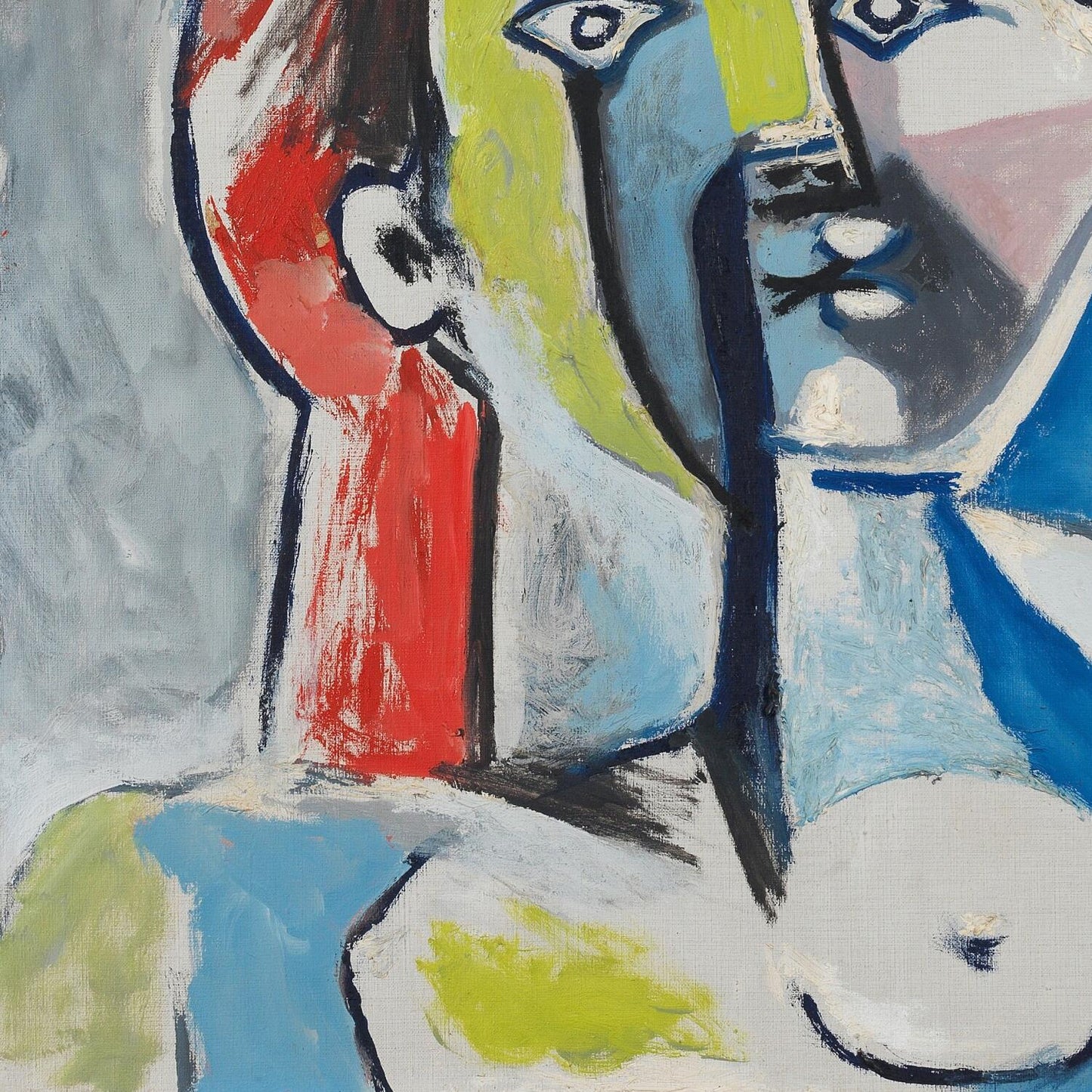 Abstract painting with bold colors and geometric shapes