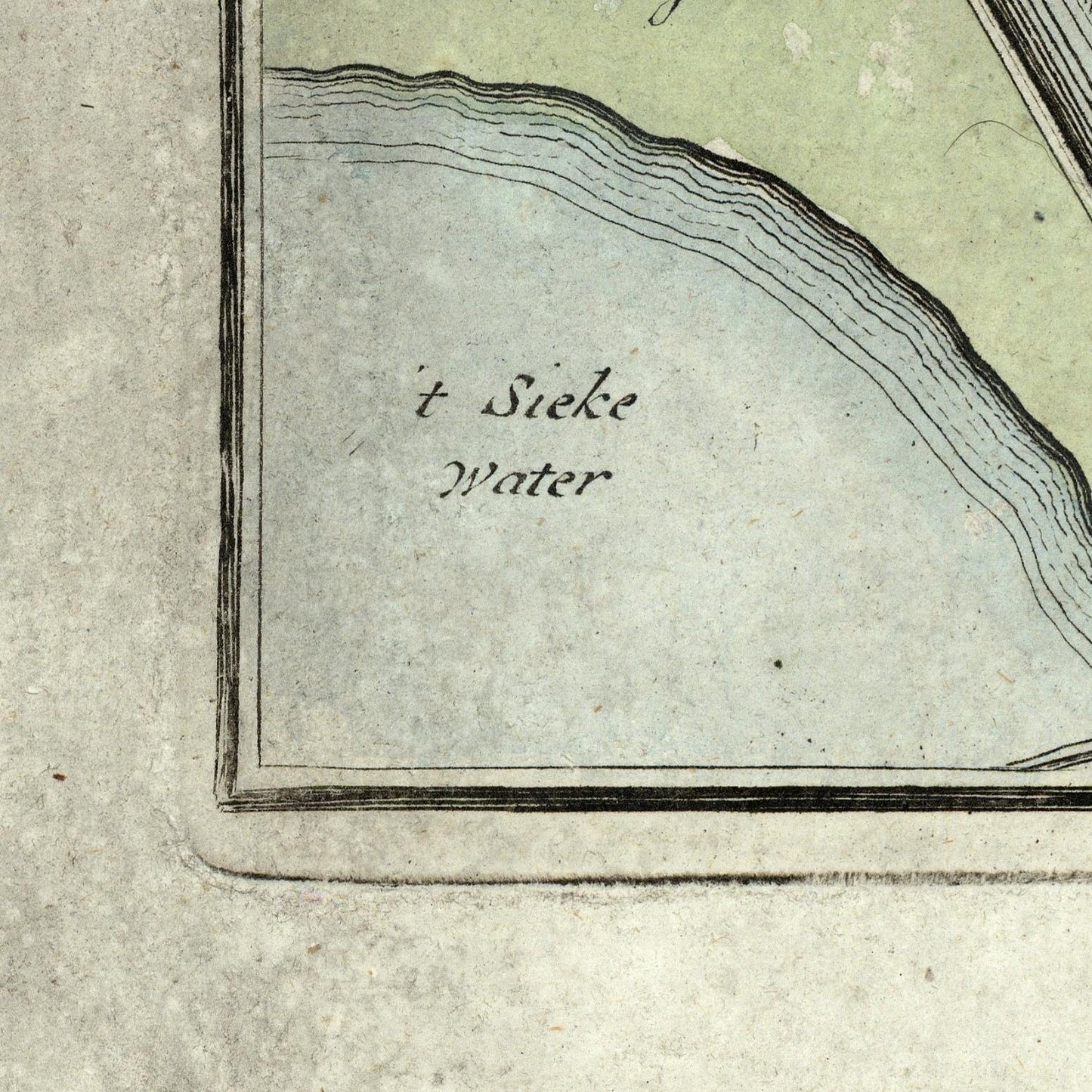 Map detail with 't Sieke Water labeled on a textured surface