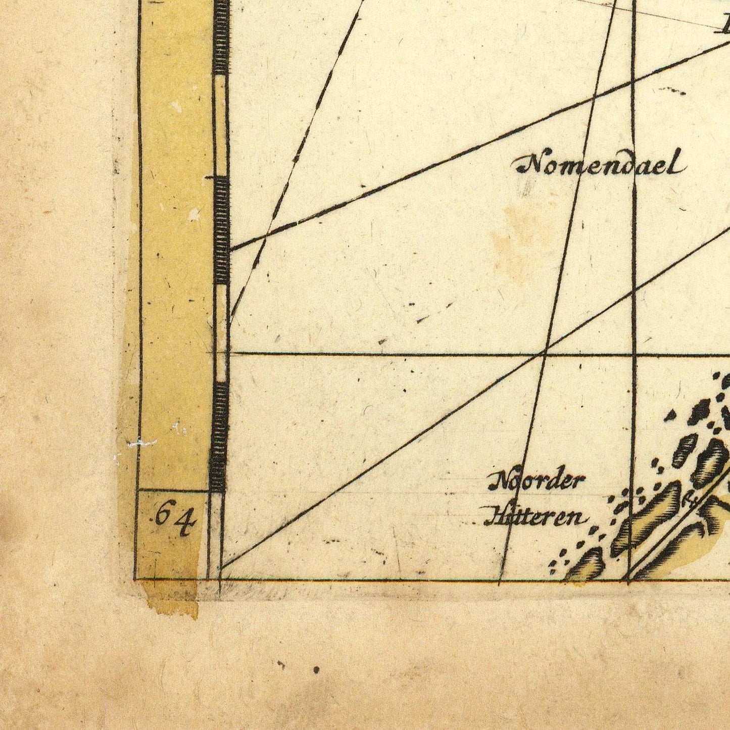 Vintage map detail with coordinates and labels on a beige background