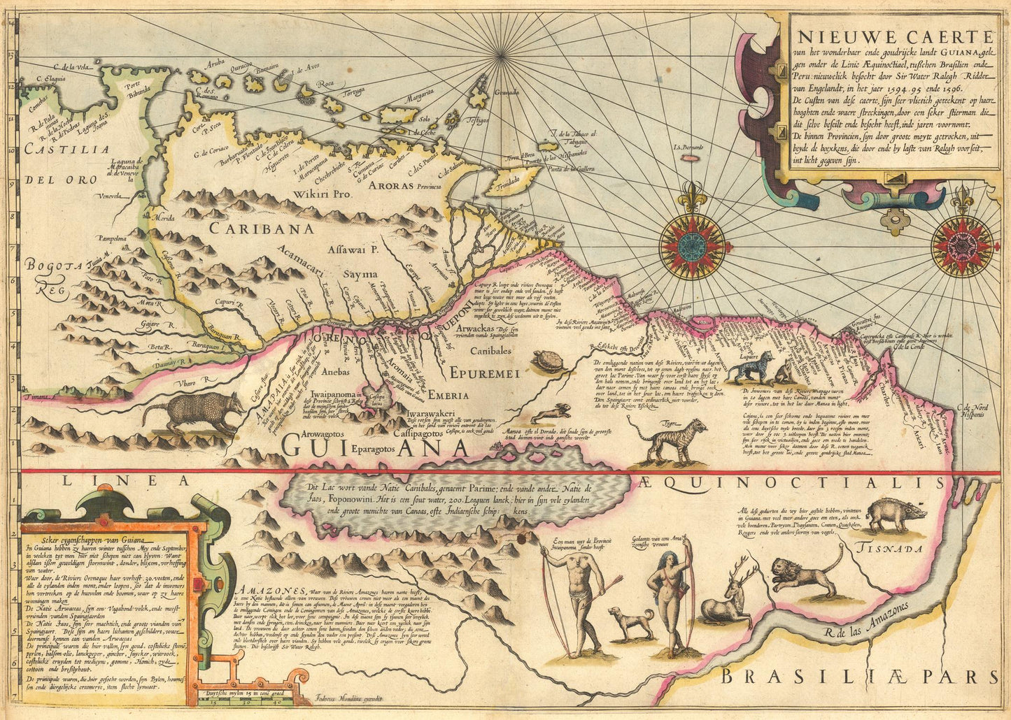 Vintage map of South America with decorative elements and text