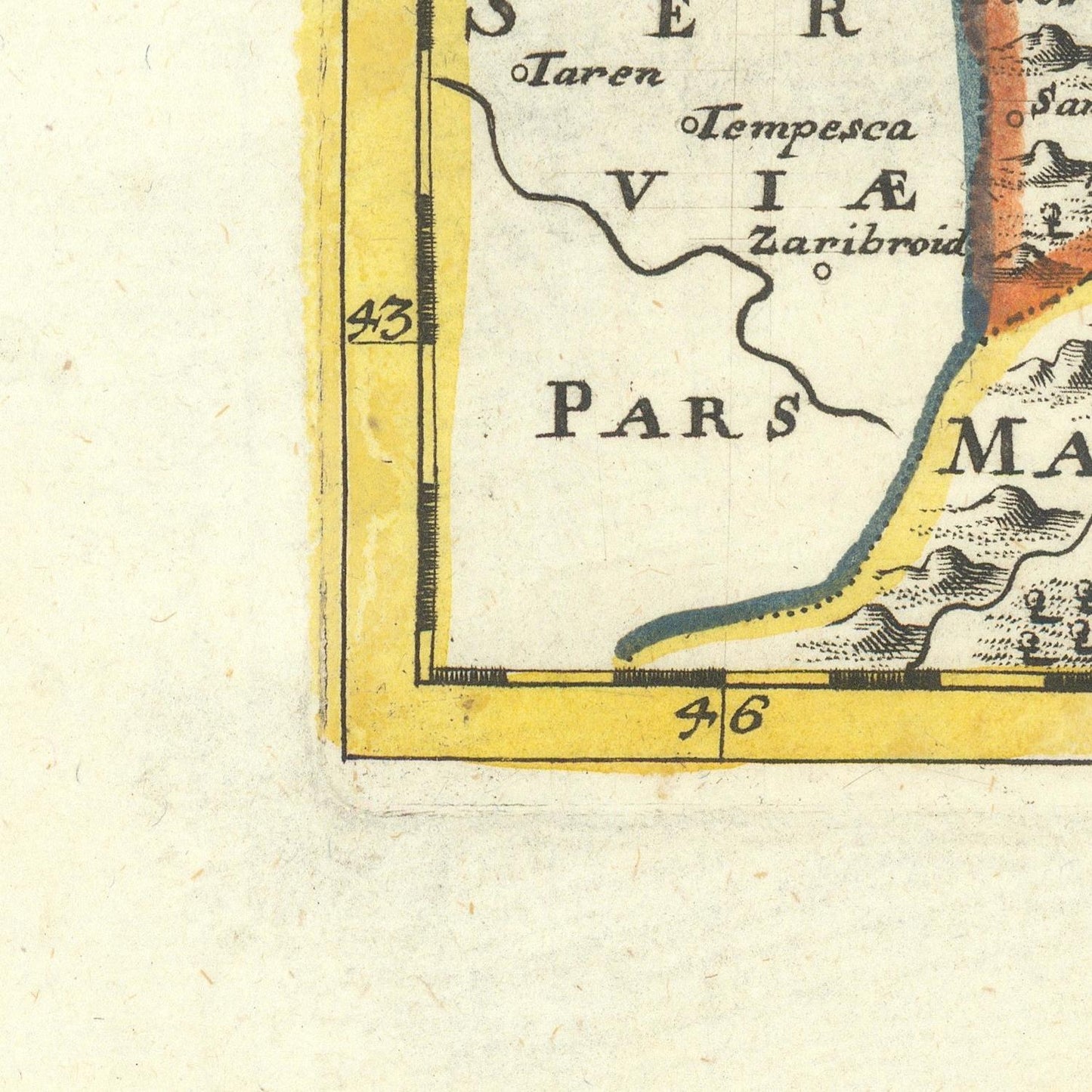Vintage map detail with text and a small inset map on a textured background
