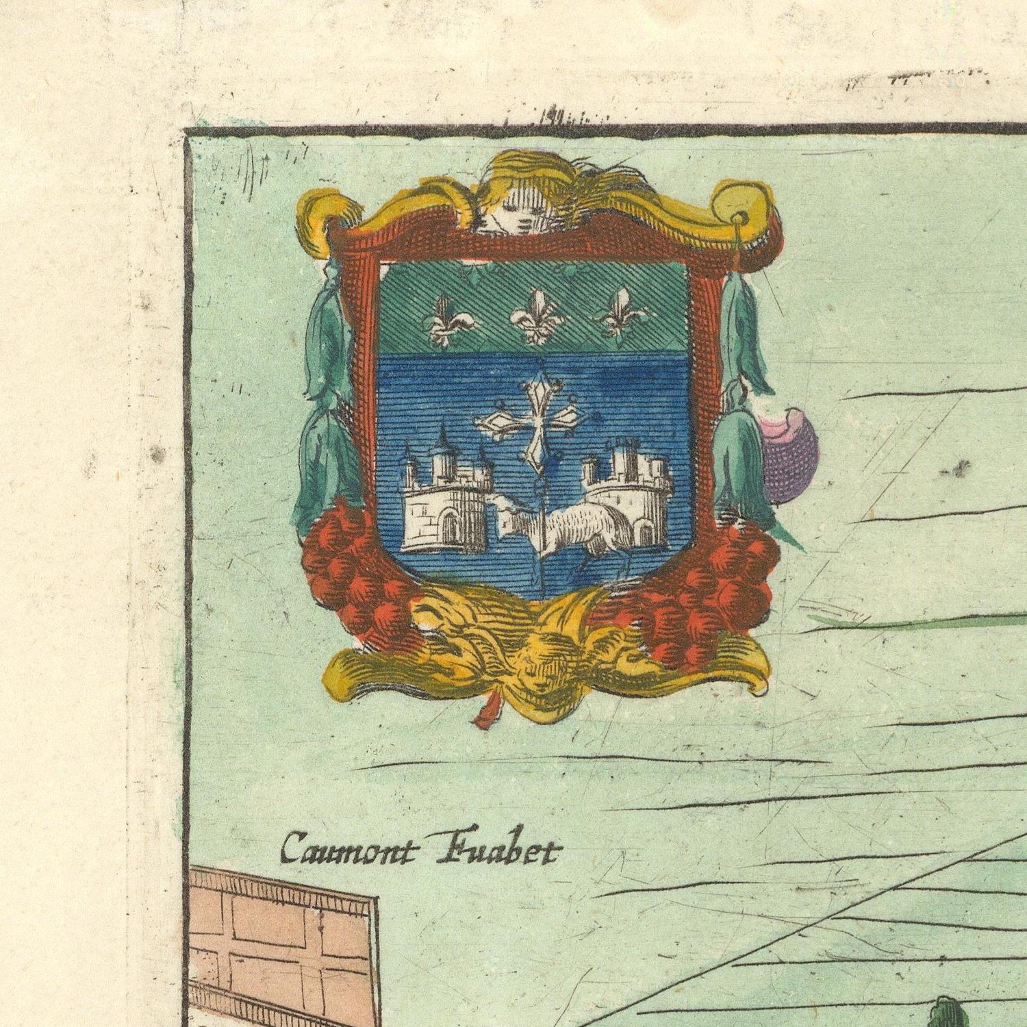 Coat of arms with decorative elements on a textured background
