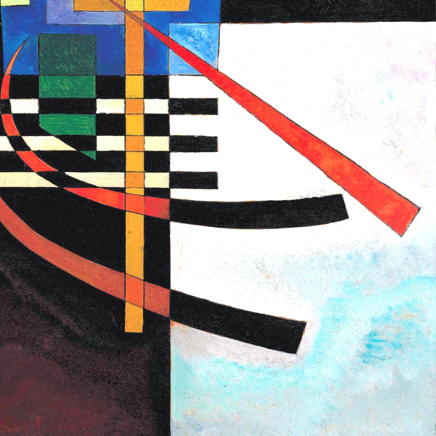 Abstract art piece with geometric shapes and bold colors