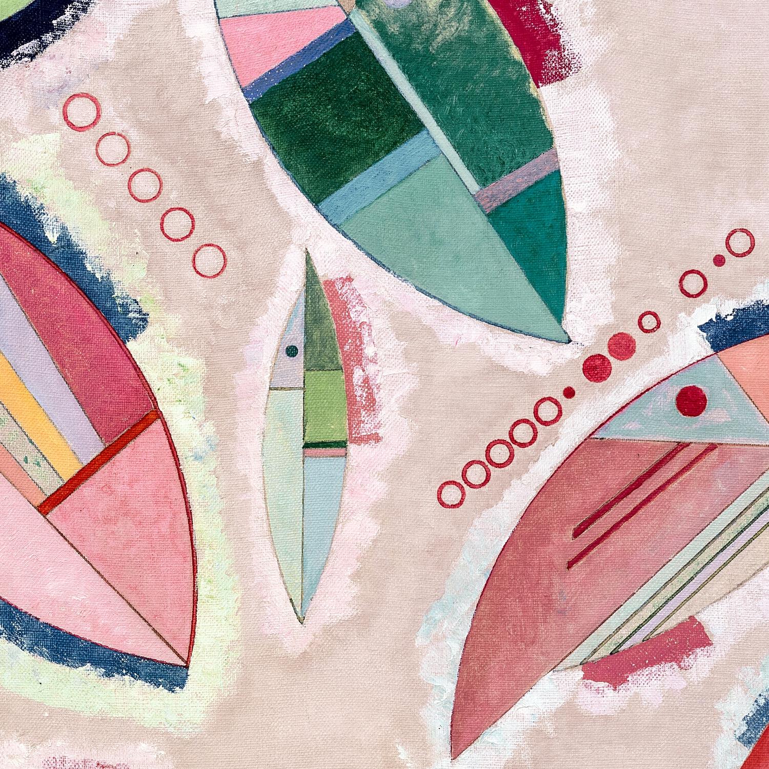 Abstract art with geometric shapes and colors on a textured background