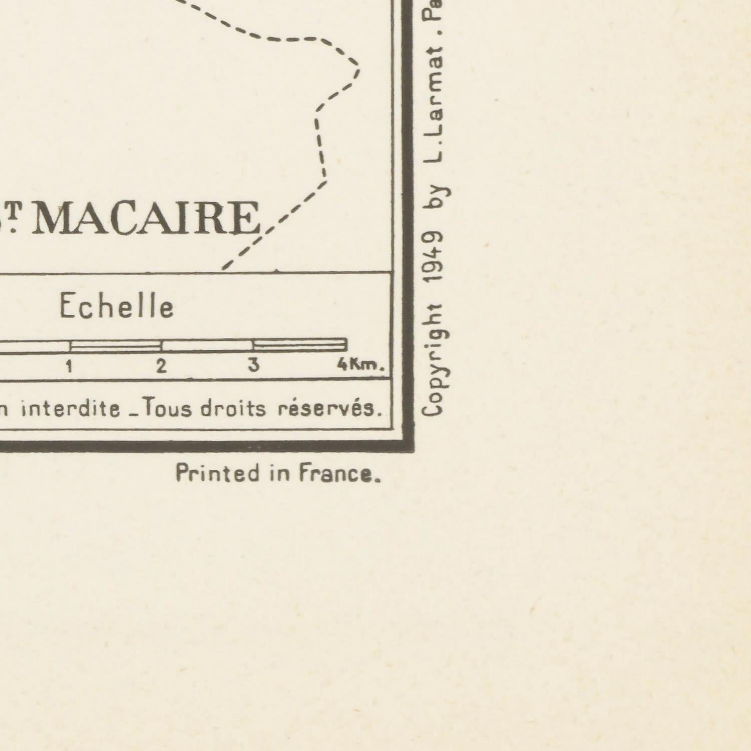 Vintage map of Saint-Macaire with scale and copyright information.