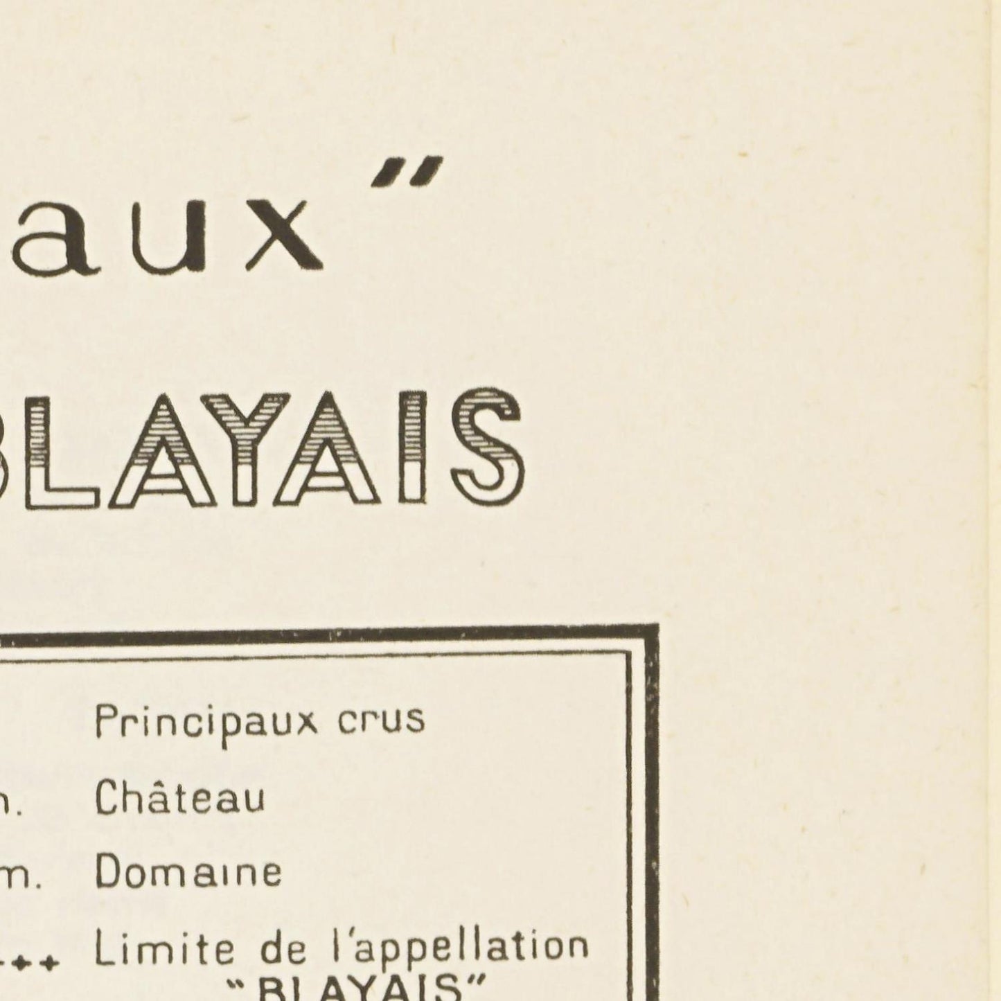 Vintage-style text on a beige background with 'BLAYAIS' branding.