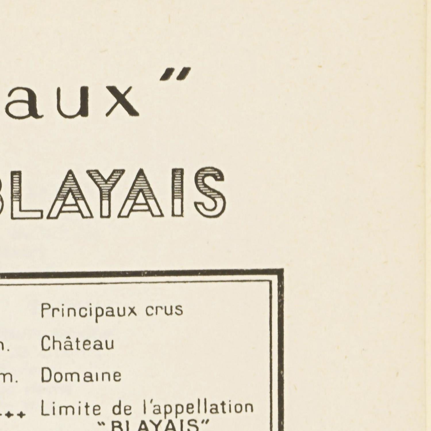 Vintage-style text on a beige background with 'BLAYAIS' branding.