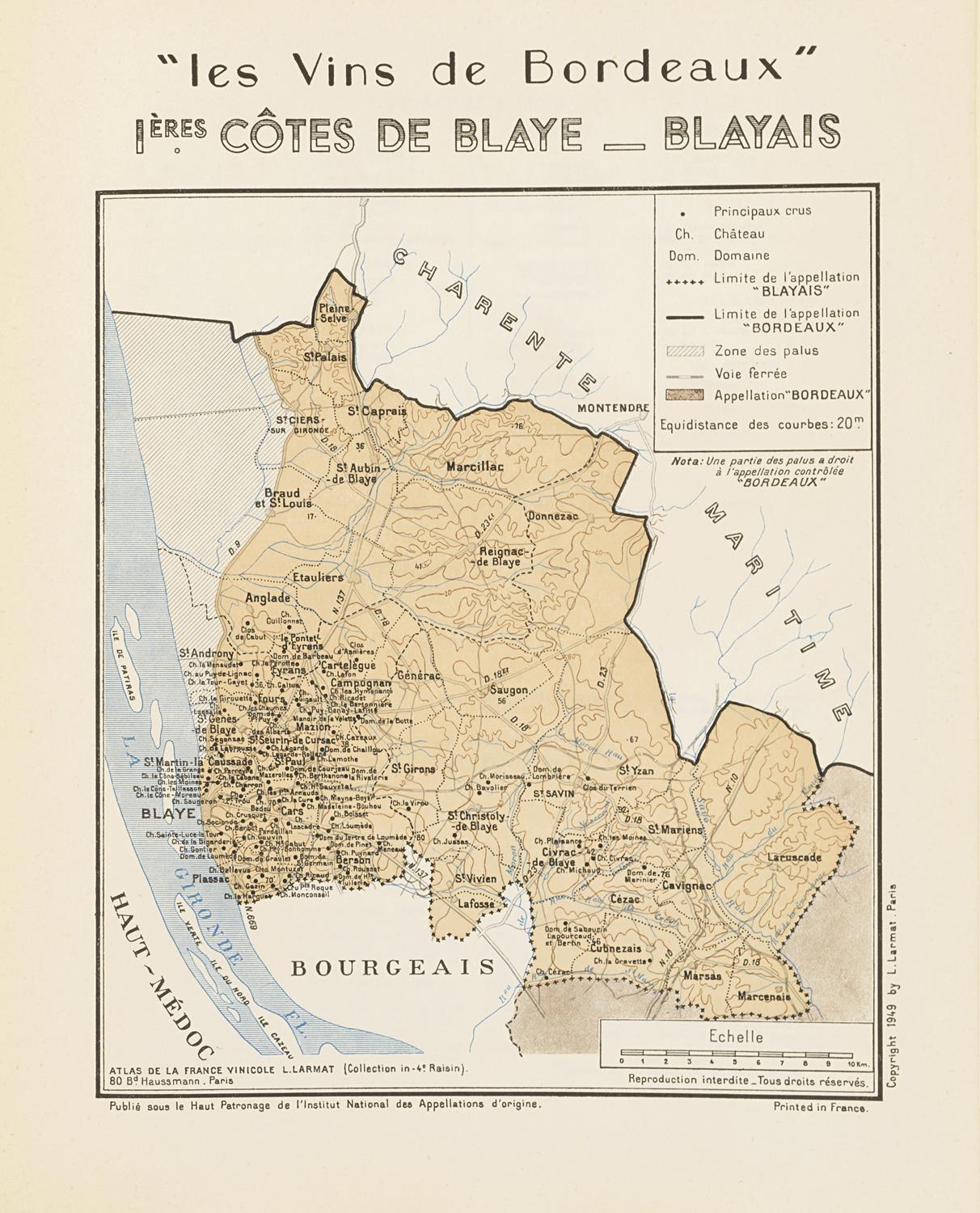 Map of Bordeaux wine regions with text in French