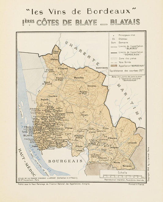 Map of Bordeaux wine regions with text in French